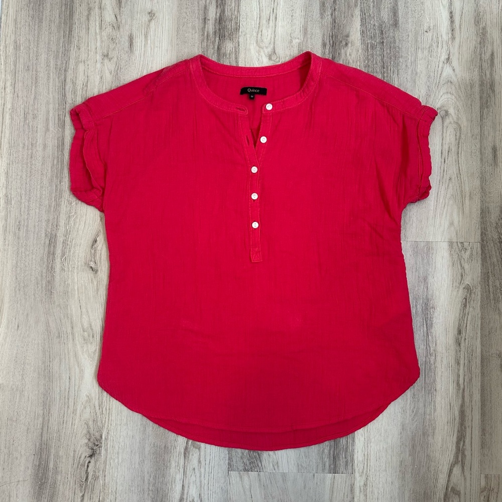 Quince 100% Organic Cotton Top Pink Size M